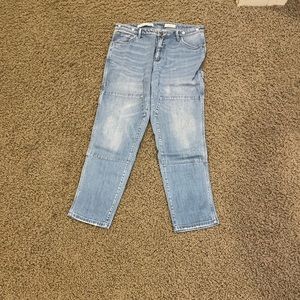 Blue Pilcro Cargo Jeans with Paint Splatter Pantern